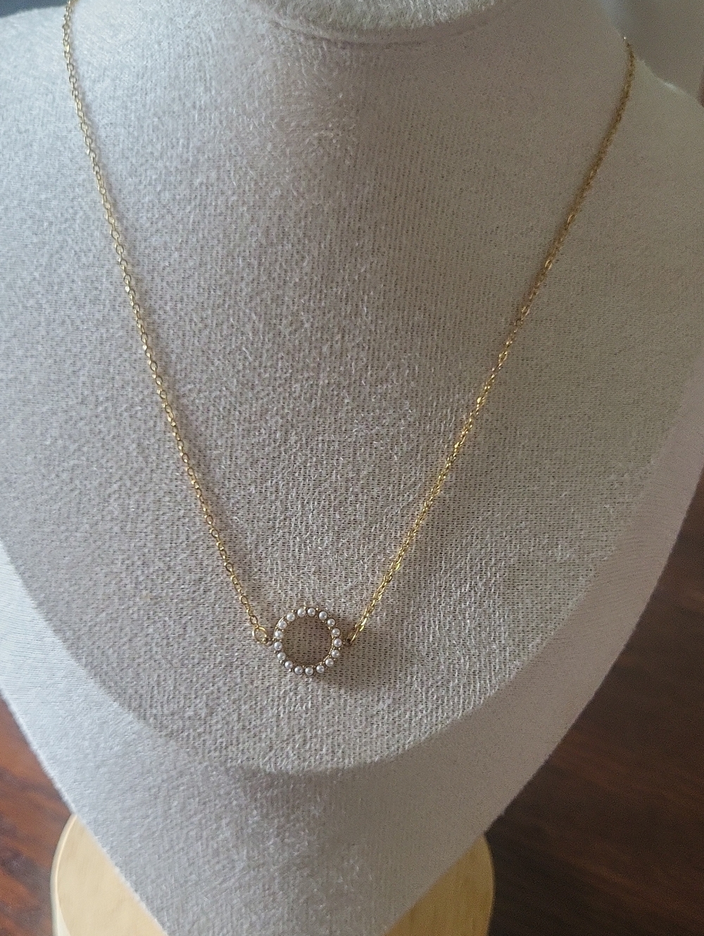 Plunder Gold-Tone Pearl Round Pendant Necklace
